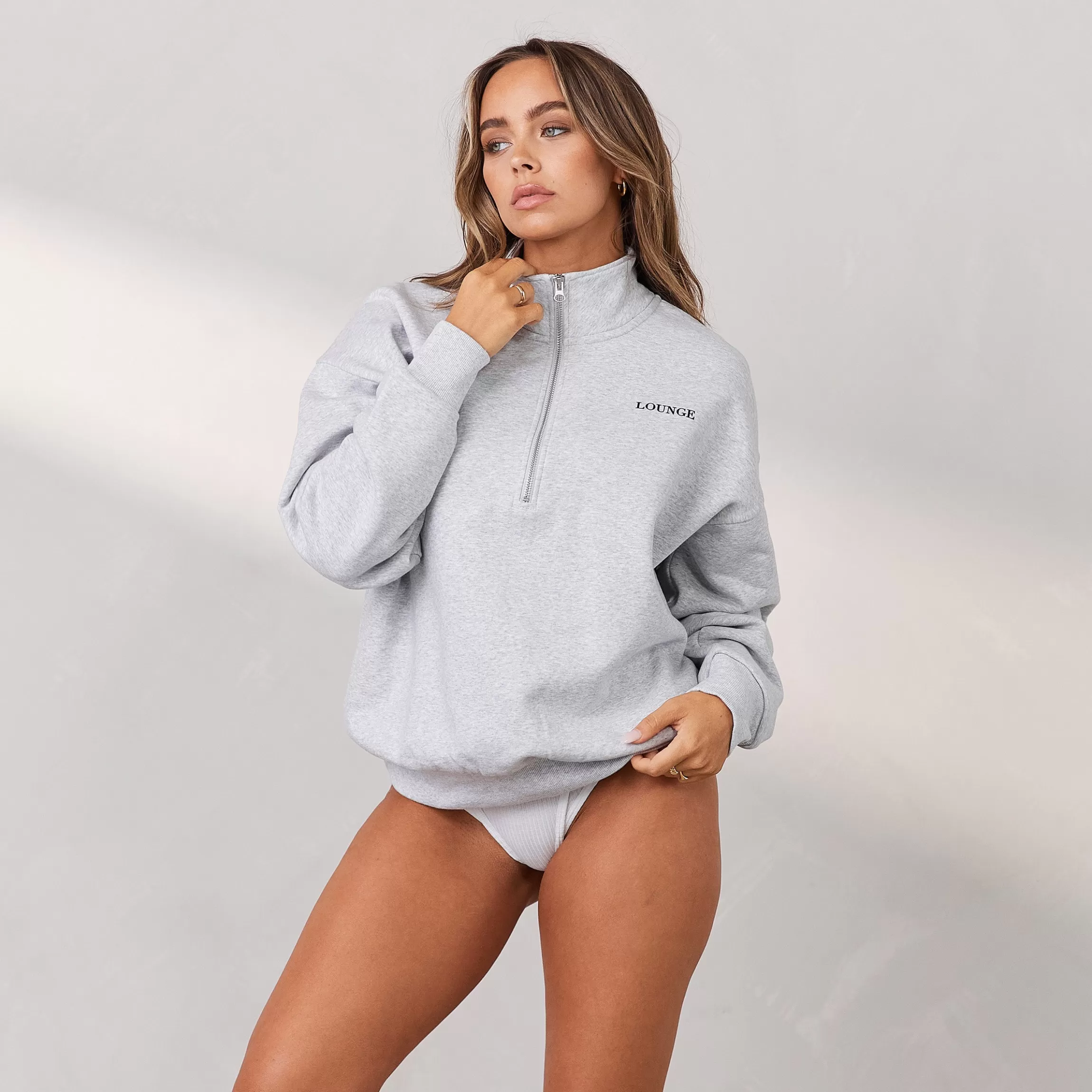 Lounge Essential Oversized Trui met Kwart Rits - Vorstkleurig Fashion