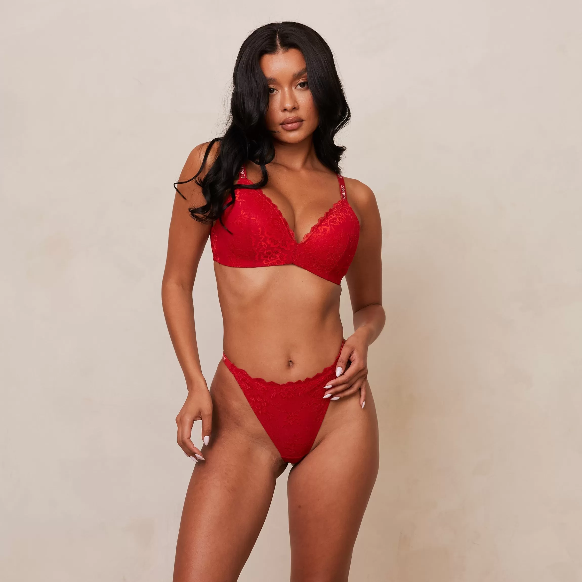Lounge Lace Magic BH & String Set - Kastanjebruin Fashion