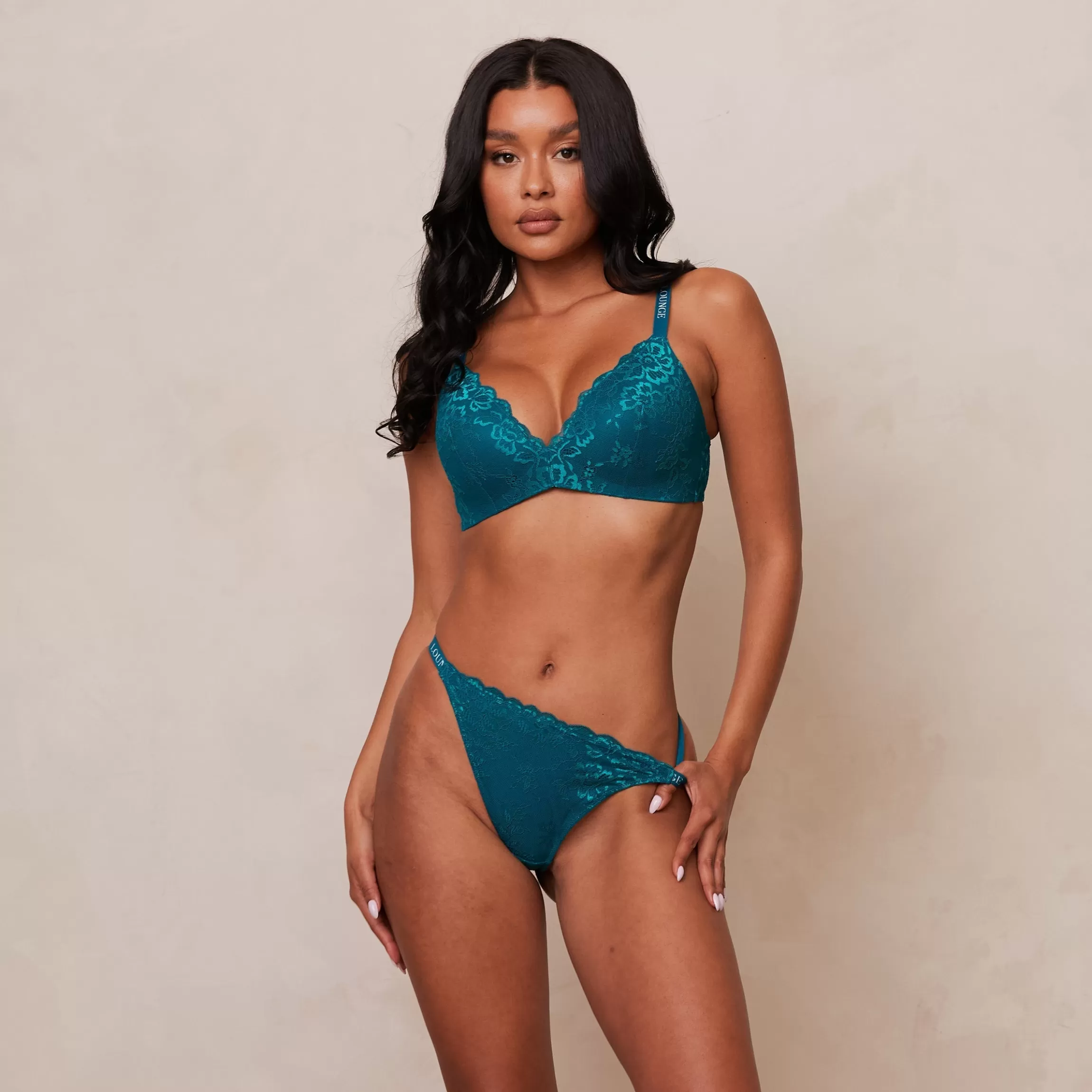 Lounge Lace Magic BH & String Set - Turkoois Outlet