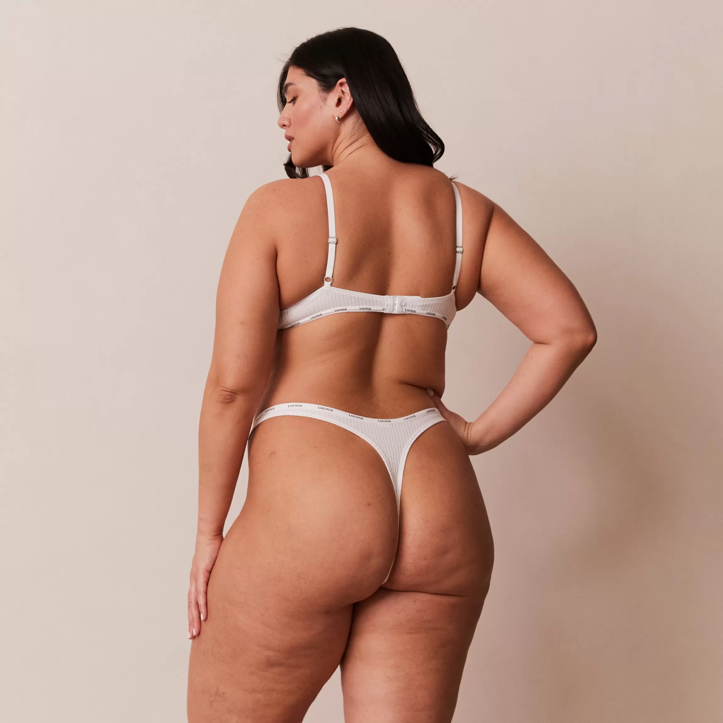 Lounge So Soft Ribbed T-Shirt BH & String Set - Wit Cheap